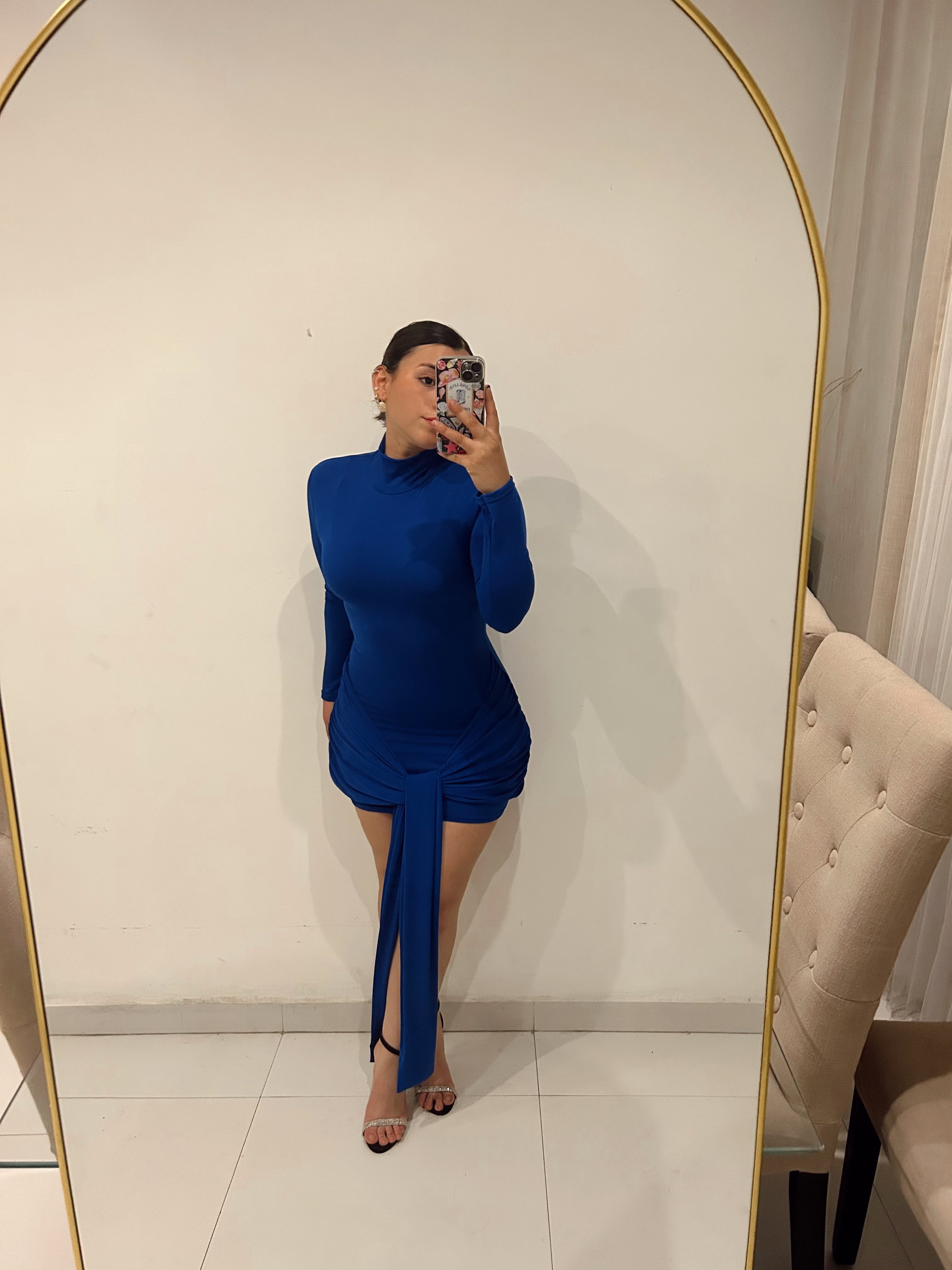 Vestido Manga Larga Azul