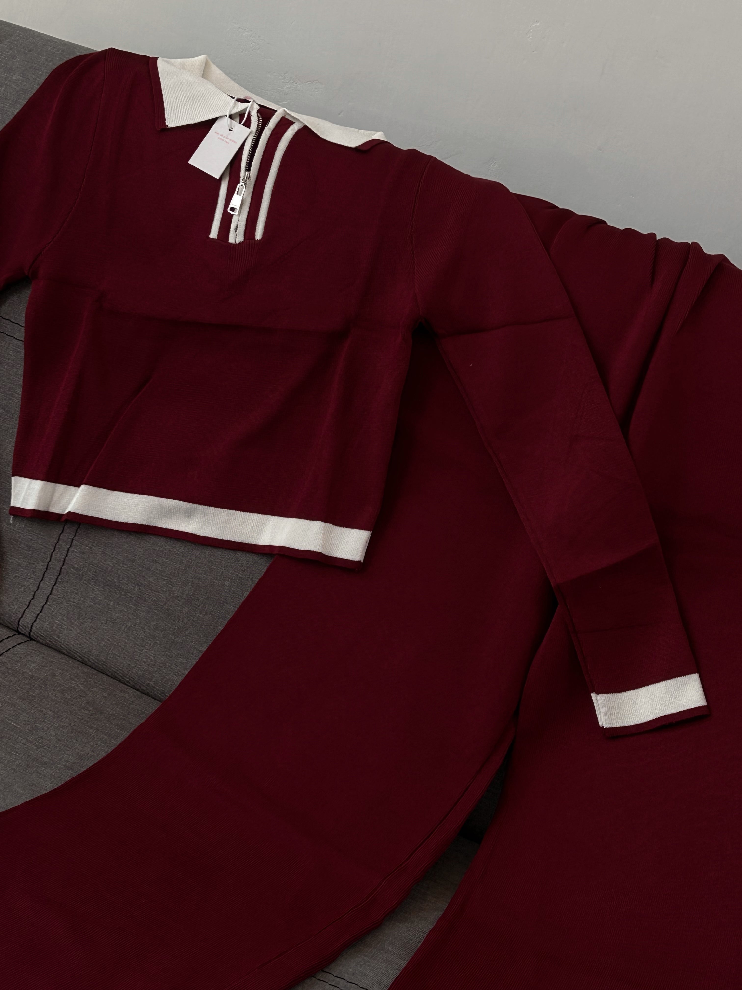 Set de Punto Manga Larga Tinto