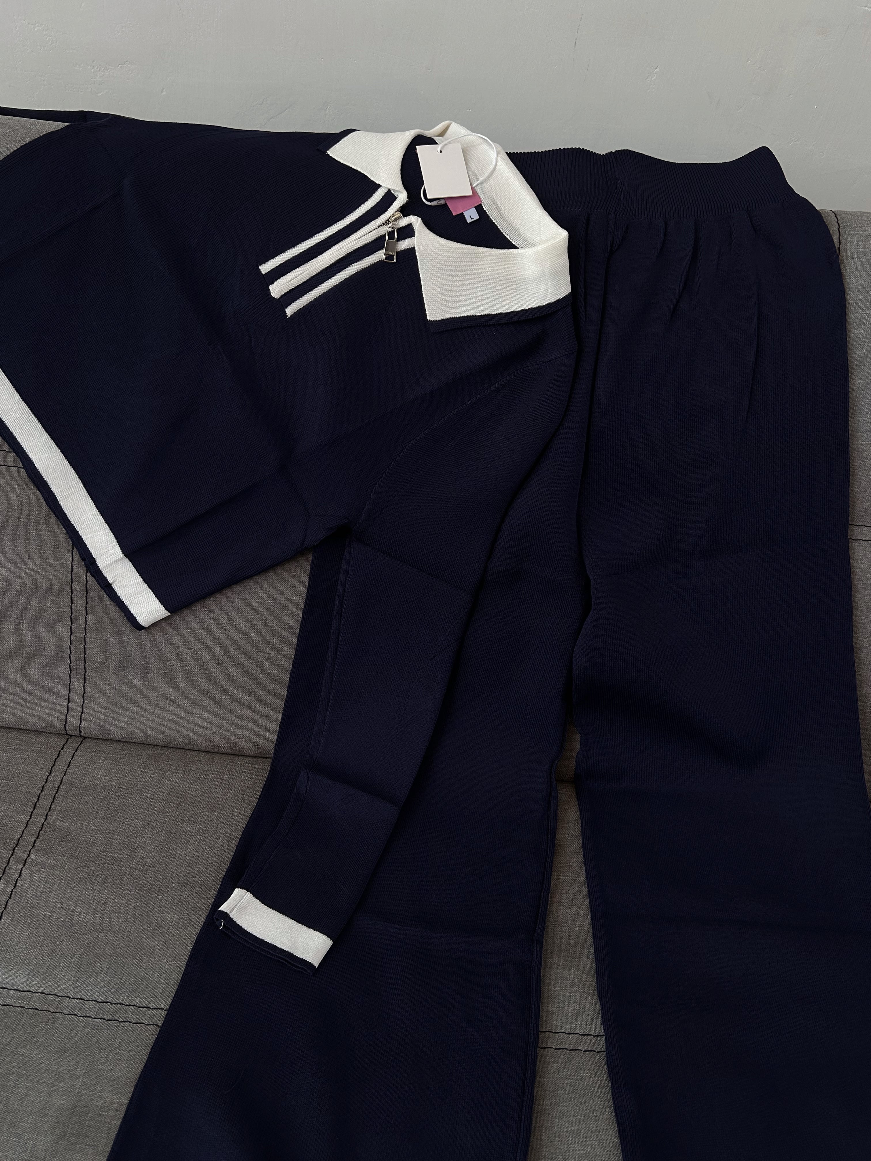 Set de Punto Manga Larga Azul